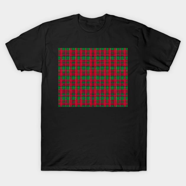 Red and Green Aesthetic Plaid Pattern T-Shirt by BubbleMench